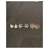 3 Pair of Sterling silver earrings - 2 flower
