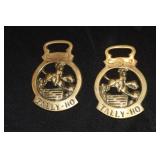 Brass Tally Ho decorative medallions for horse