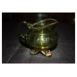 Green souvenir glass creamer Atlantic City 1902