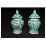 2 Small Chinese turquoise famille rose ginger