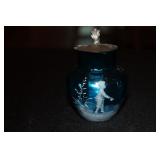 Mary Gregory blue marmalade jar