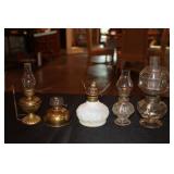 5 Miniature oil lamps - Mission Block pattern,