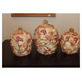 Pacific Rim sea shell decorated canister set