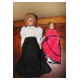 2 Antique dolls - 1 is 16.25 inches tall and 1 is