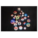 Assorted political and other pins including