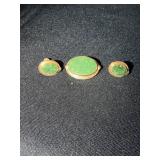 Jade colored brooch with matching