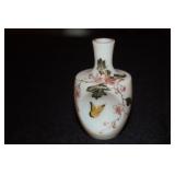 Handpainted custard satin glass bud vase