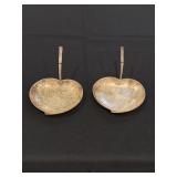 2 Decorative metal heart shaped dish with