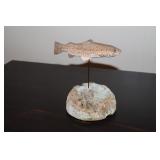 Fish carving on a cork by Wes Bratcher Crisfield