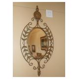 Oval beveled mirror with metal frame 41.5 inches
