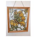 Framed stain glass butterfly 18.25 X 22.5