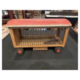 Antique wooden child's circus cage wagon toy