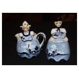 Delft style cream & sugar made in Japan