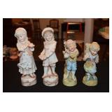 4 Porcelain figurines - 2 marked 5221