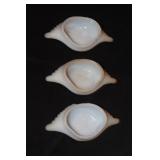 3 Glasbake crab shell milkglass baking dishes