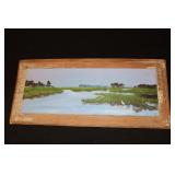Hand-painted coastal marsch landscape with a