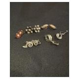 5 Pair of Sterling earrings - flowers