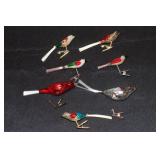 7 German mercury glass clip on bird Christmas