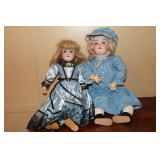2 Bisque face dolls - 1 marked H 1079 DEP Germany