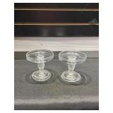 Pair of Longaberger glass pedestal candle stands