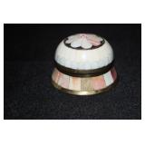 Brass and enameled floral decorated trinket box