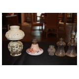 4 Miniature oil lamps - Daisy Cosmos, swirl