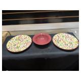 2 Longaberger Holly Berry dinner plates and