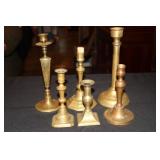 Lot of 6 brass candlesticks