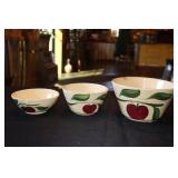 2 Watt Pottery USA ribbed sided apple pattern