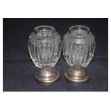 Pair of ribbed glass jars with lids marked W & Co