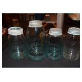 Old canning jar lot - 3 Aqua including The Gem