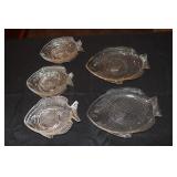 Fish shaped dish lot - 2 plates and 6 snack