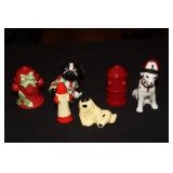 3 Collectible dog and fire hydrant salt & pepper