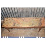 Hand carved bench with dragon 44.25 X 11.25 X