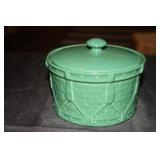 Longaberger Pottery Woven drum crock ivy with box