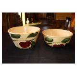 2 Watt Pottery USA ribbed sided apple pattern