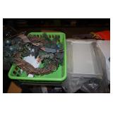 2 Plastic shelving units with contents including