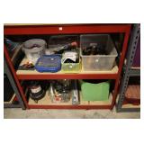 Red metal shelving unit 36" x 18" x 36" H