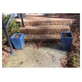 Pair of blue square terracotta planters 16" H