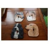 4 Ceramic hand painted dog switch plates