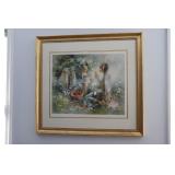 Framed picture "Picnic" of a mother with her