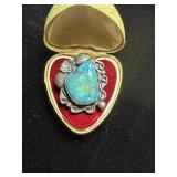 Navajo ring with turquoise stone marked with