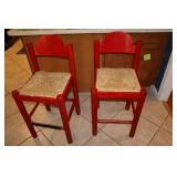 Pair of Padova rush seat bar stools made in Italy