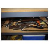 Lot - saws, tire irons, clamp and more