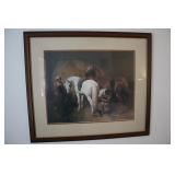 Framed horse print "Grooming" 32" x 28"