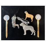 K & S pewter mastiff pendant, Mastiff pin,