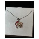 Necklace with dog Christmas pendant