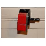 Boston Bulldog pencil sharpener and a clear glass