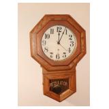 Regulator battery operated wall clock in oak case