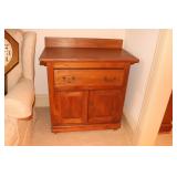 Handcrafted pine cabinet with one drawer and two